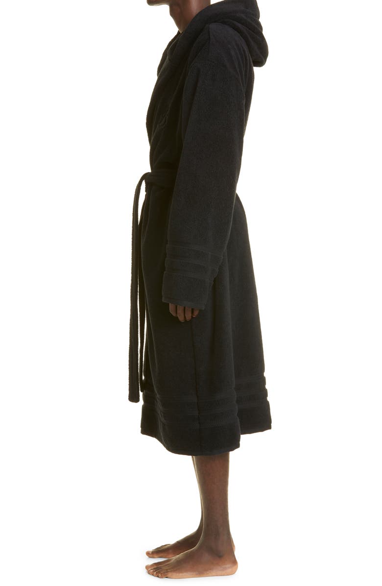 Balenciaga Embroidered Hotel Logo Hooded Bathrobe, Alternate, color, 