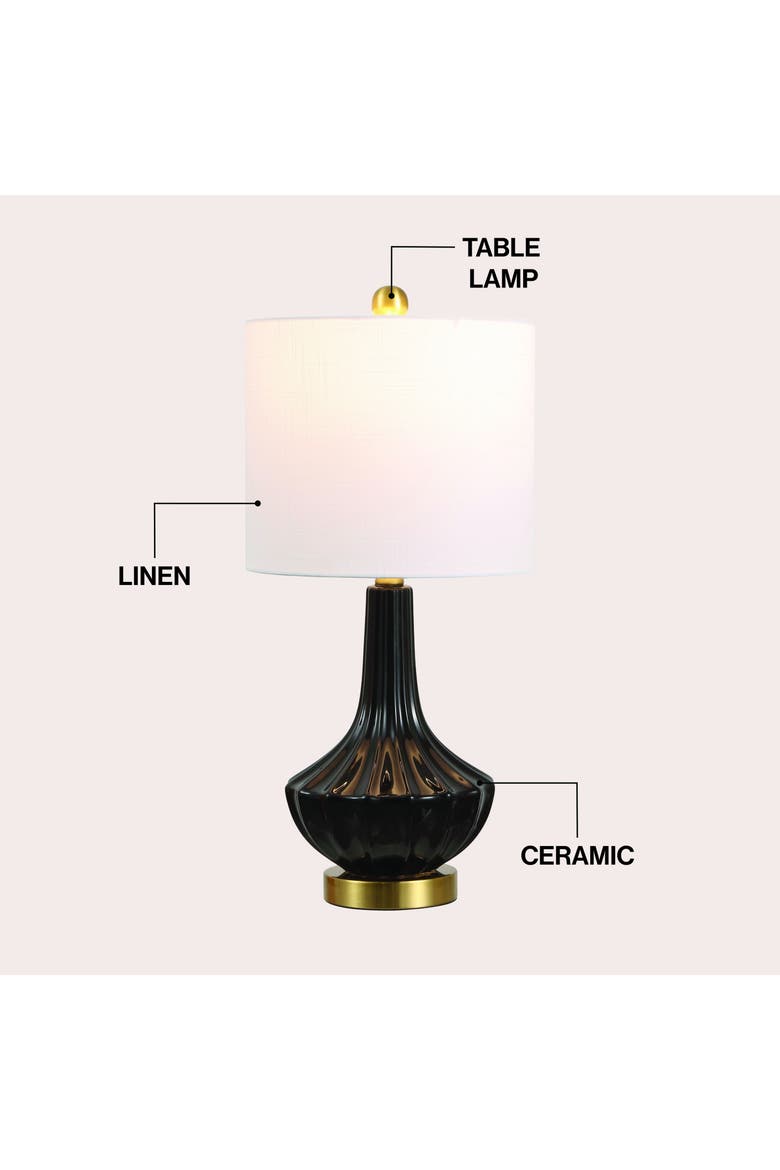 Parker 21.5" Contemporary Traditional Ceramic/Metal Gourd LED Table Lamp, Alternate, color, Black