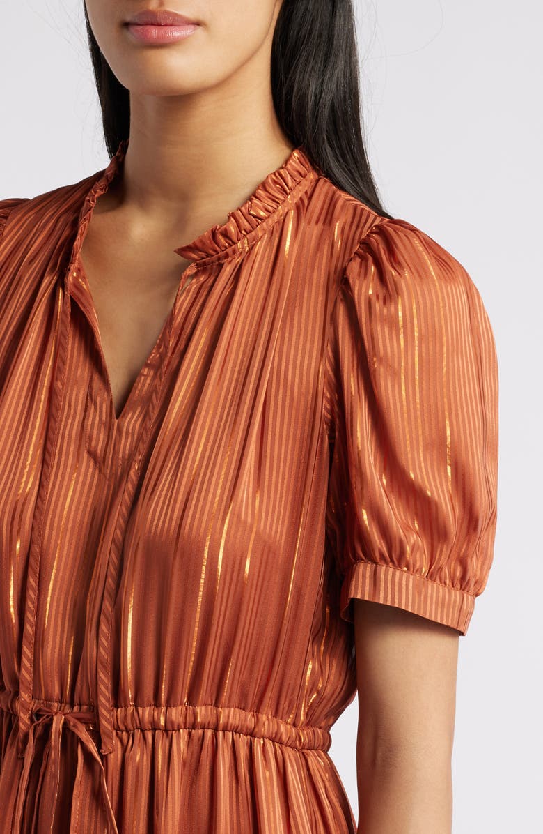 Julia Jordan Metallic Stripe Tiered Midi Dress, Alternate, color,