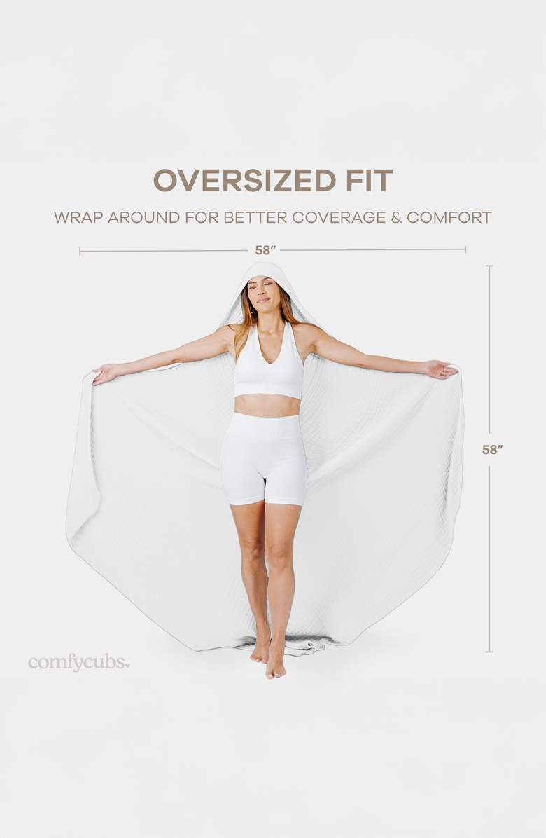 Comfy Cubs Adult Muslin Hooded Towel, Alternate, color, White