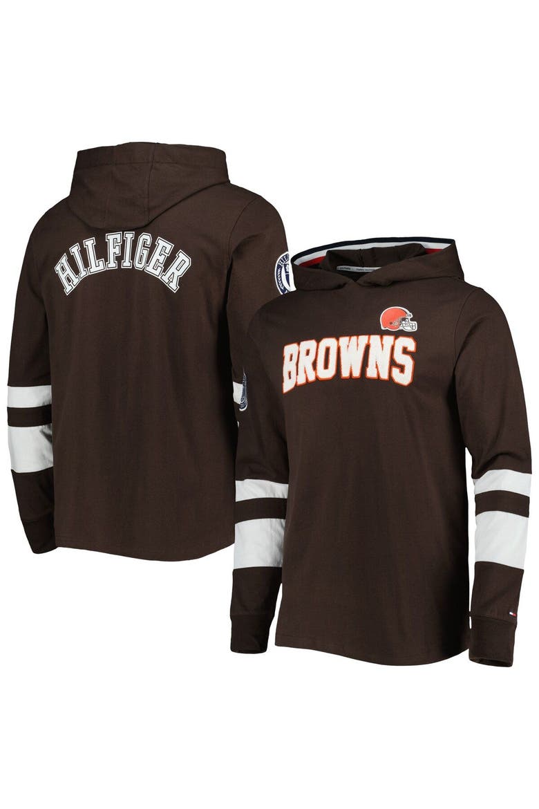 Men's Tommy Hilfiger Brown/White Cleveland Browns Alex Long Sleeve Hoodie T-Shirt, Main, color, Brown