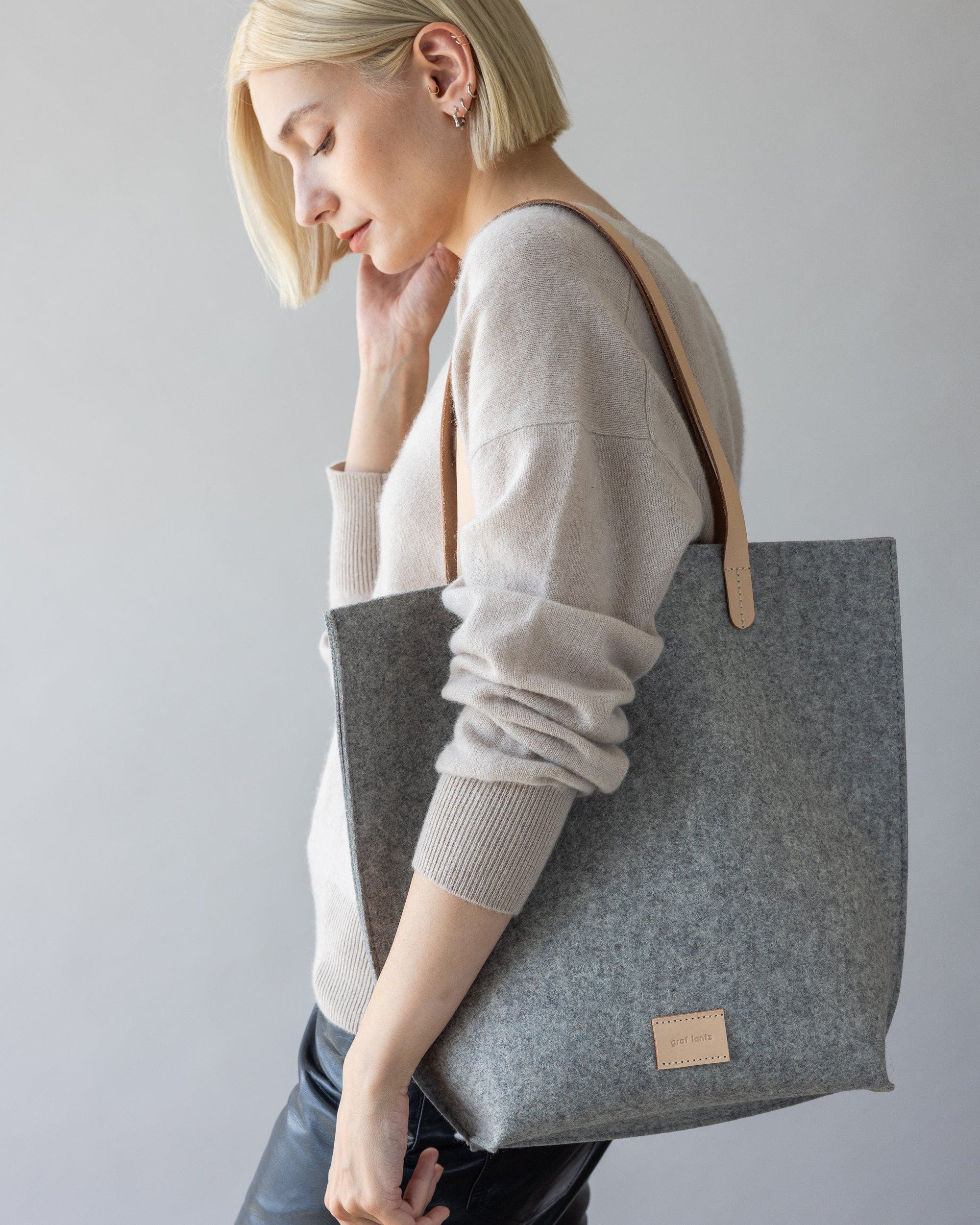 Hana Merino Wool Tote, Alternate, color, Granite