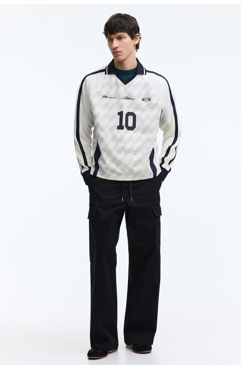 H&M Loose Fit Printed Football Shirt, Alternate, color, White/Usa Golden 10
