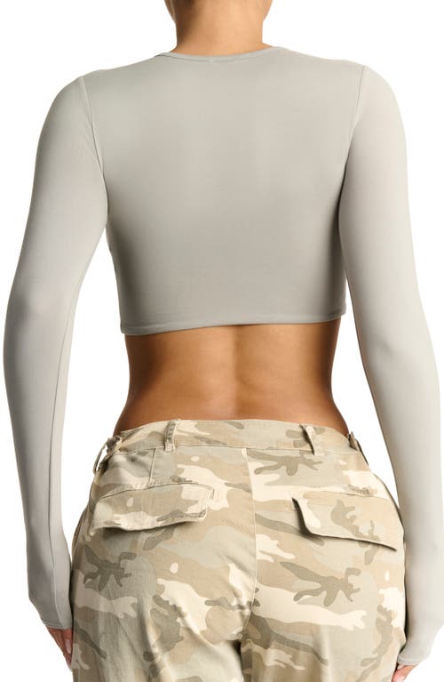 N By Naked Wardrobe Bare Long Sleeve Crop Top In Grey