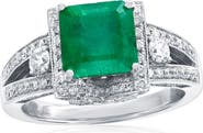 SOUZANA by Suzy Levian 14K Gold 2ct Emerald & 1cttw Diamond Ring