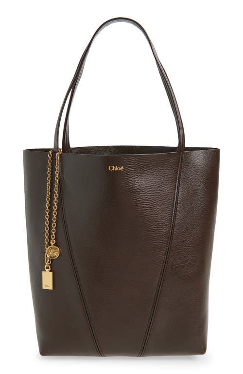 Chloé Spin Grained Leather Tote Bag In Brown