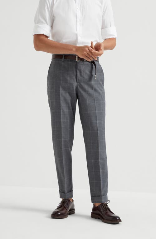 Brunello Cucinelli Check-pattern Wool Trousers In Gray
