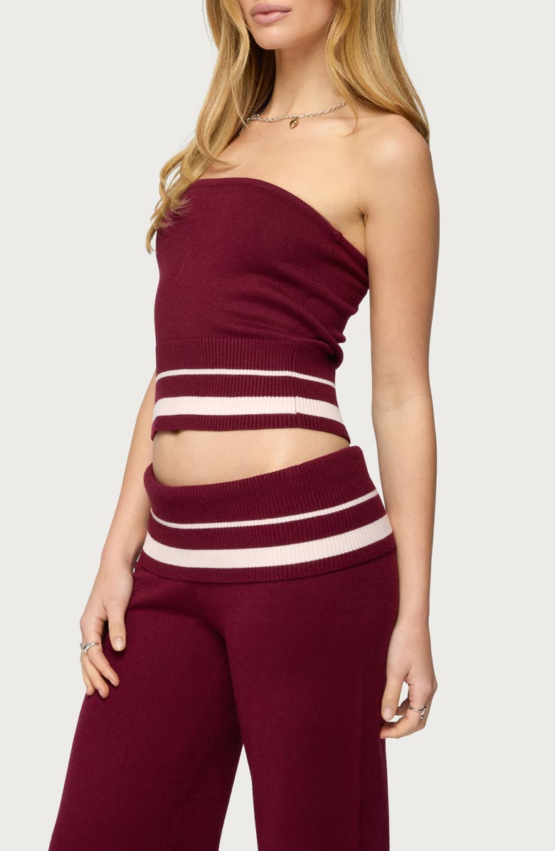 EDIKTED Kailya Stripe Knit Strapless Top, Alternate, color, 