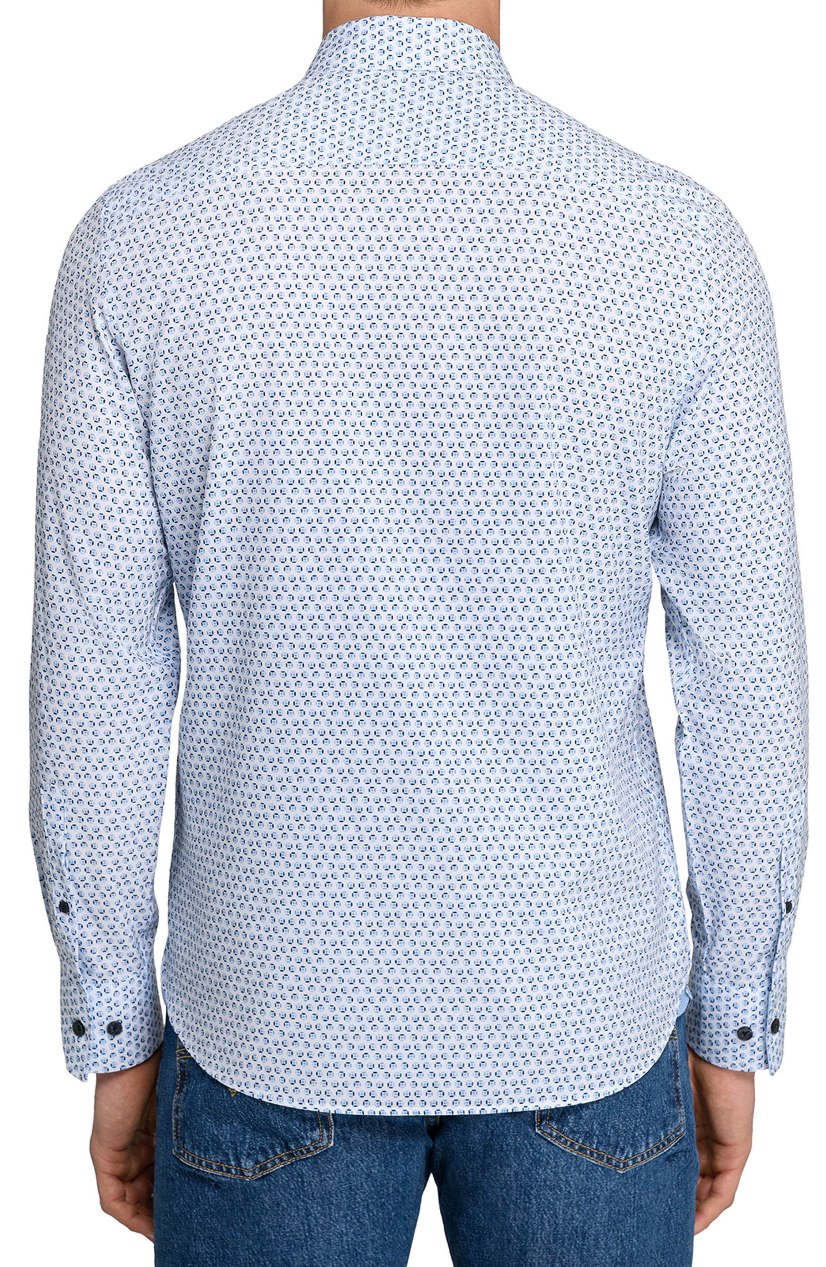 Slim Fit Round Geometric Stretch Button-Up Shirt - image 2