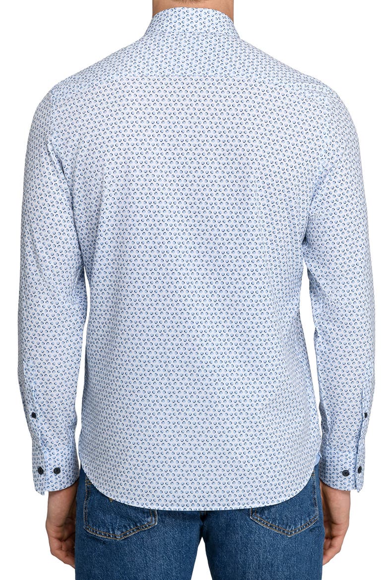 Slim Fit Round Geometric Stretch Button-Up Shirt, Alternate, color, WHITE/ BLUE