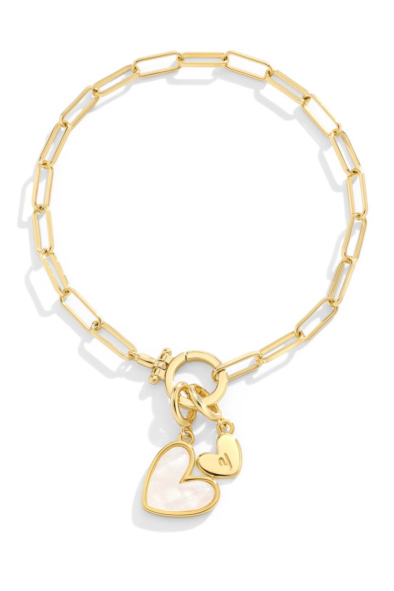 Mother Of Pearl Initial Heart Charm Bracelet, Main, color, Letter Y