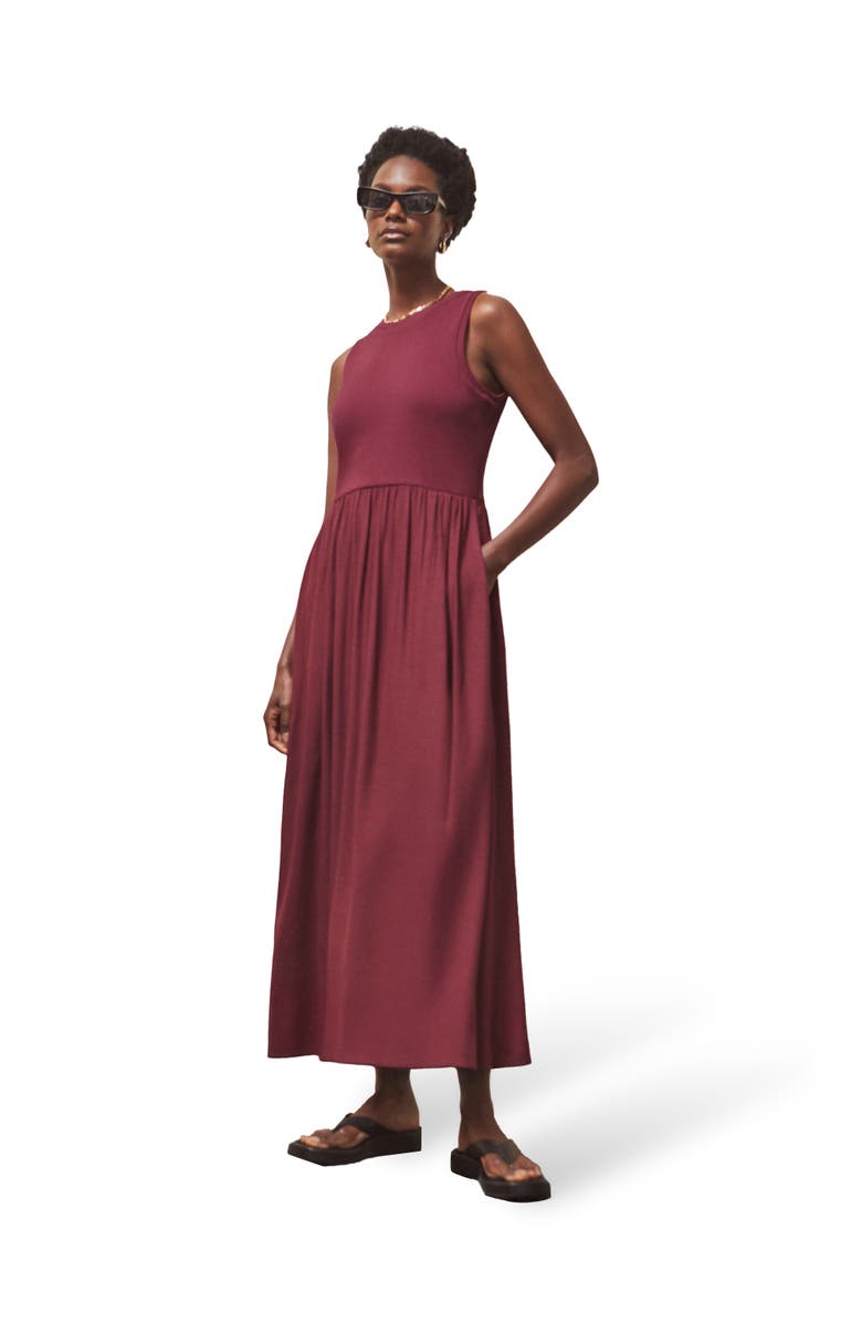 Ro&Zo Mixed Media Sleeveless Dress, Main, color, Plum