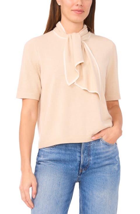 Tipped Tie Neck Sweater