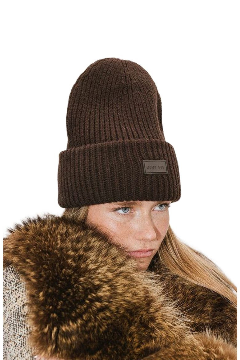 Gigi Merino Wool Chunky Ribbed Beanie, Alternate, color, Dark Brown