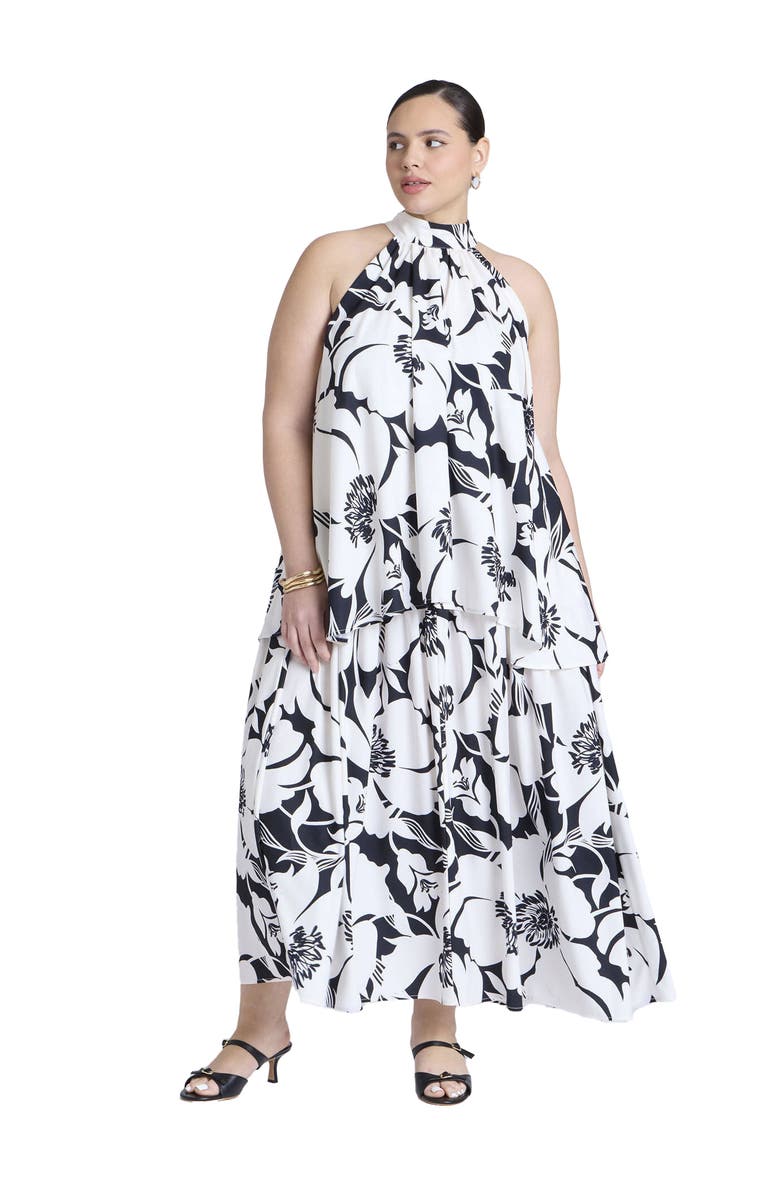 ELOQUII Double Layer Trapeze Maxi Dress, Main, color, 