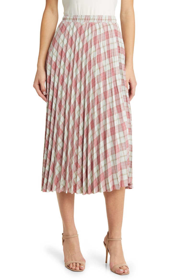 Robin Pleated Midi Skirt, Main, color, PINK