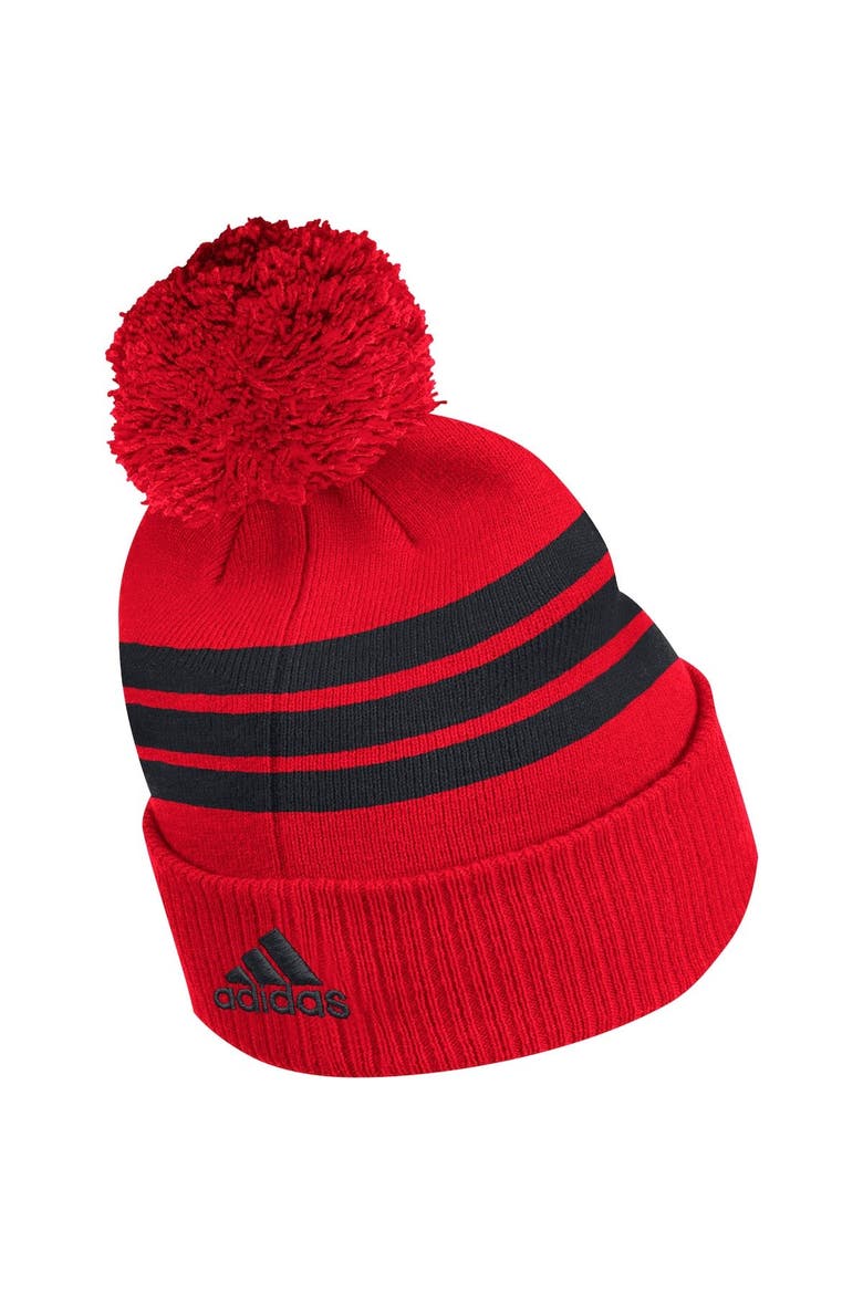 Men's adidas Red Ottawa Senators Locker Room Three Stripe Cuffed Knit Hat with Pom, Alternate, color, Red