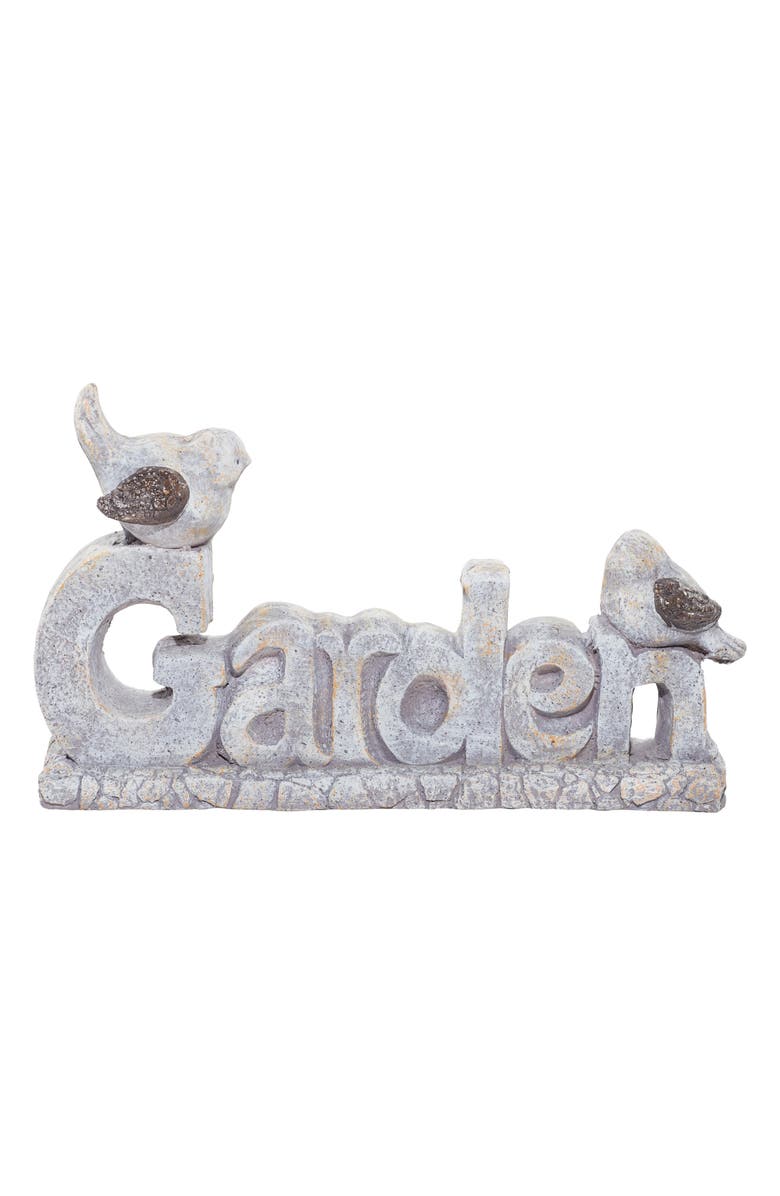 SONOMA SAGE HOME White Polystone Indoor & Outdoor Bird Garden Sculpture with Garden Sign, Alternate, color, 