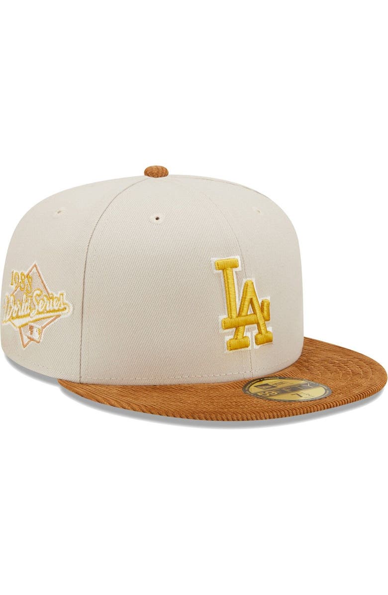 New Era Men's New Era Cream/Brown Los Angeles Dodgers Corduroy Visor 59FIFTY Fitted Hat, Main, color, 