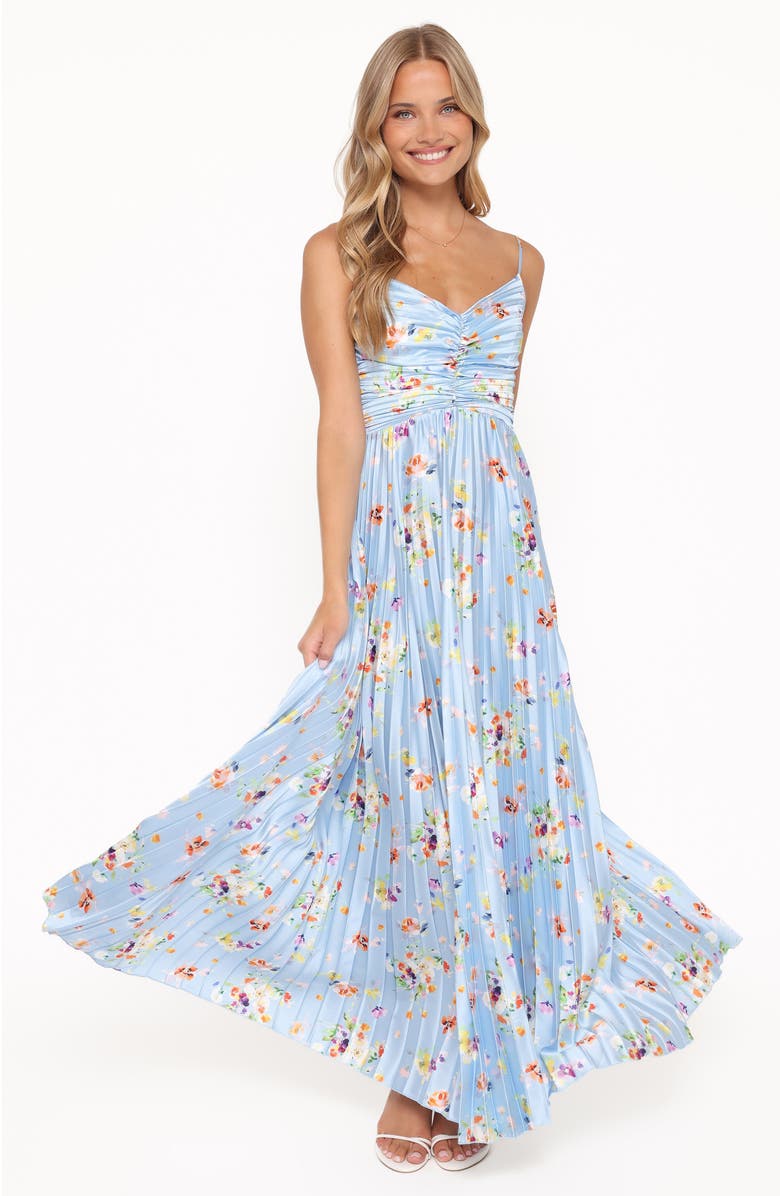 Petal & Pup Naira Floral Pleated Maxi Dress, Alternate, color, Cornflower Blue Floral