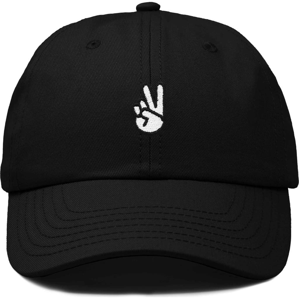 Dalix Peace Sign Embroidered Dad Hat In Black