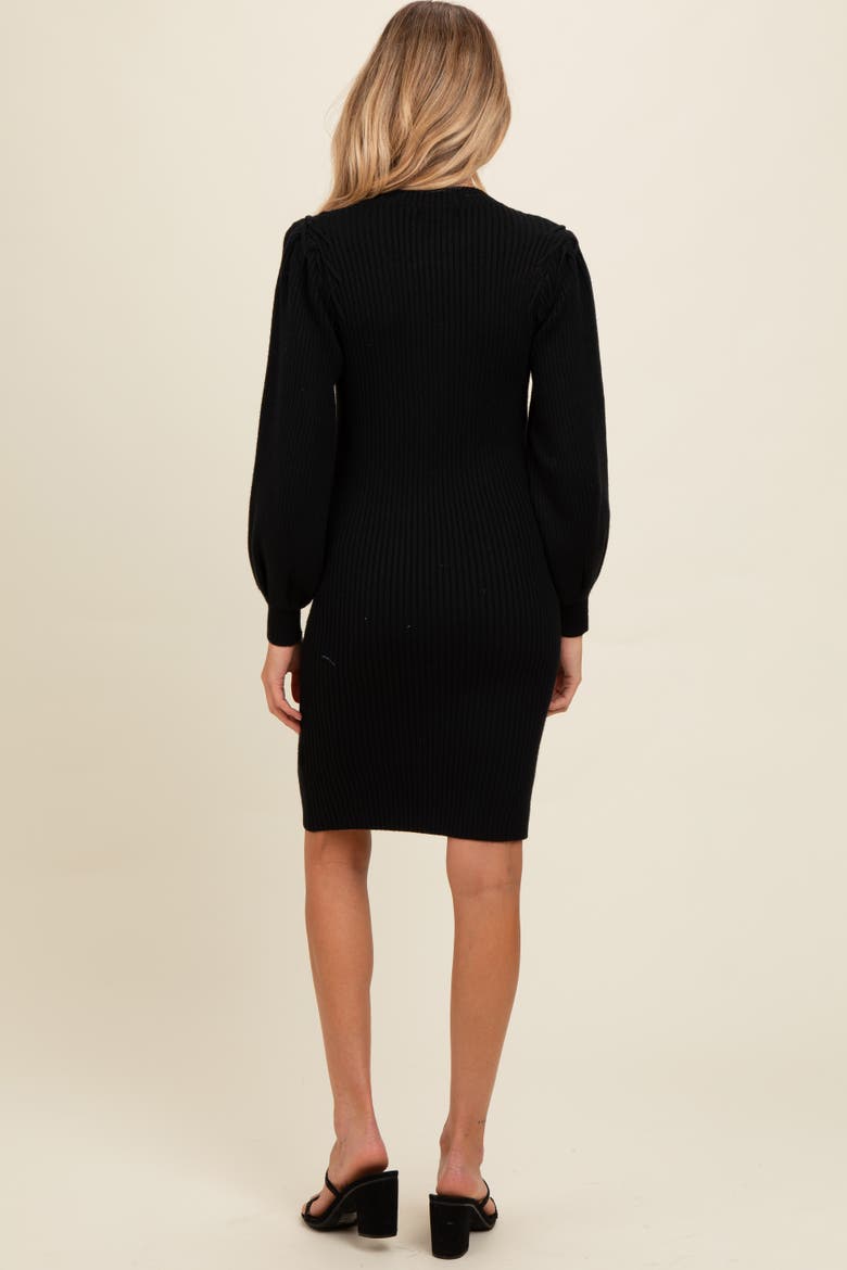 Bubble Sleeve Sweater Dress, Alternate, color, Black