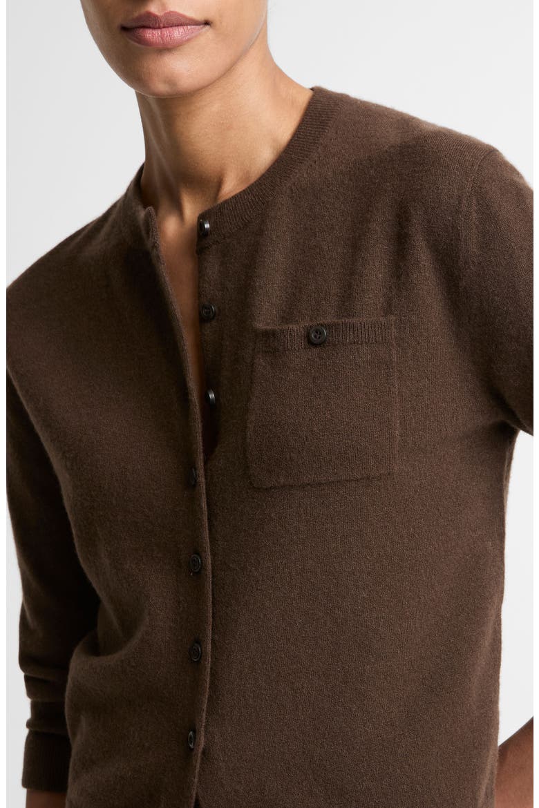 Pocket Wool & Cashmere Blend Cardigan, Alternate, color, DARK BARK