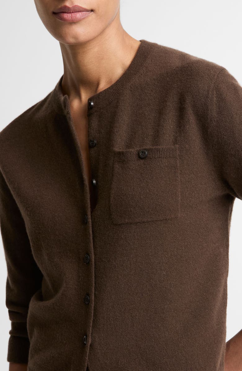 Vince Pocket Wool & Cashmere Blend Cardigan, Alternate, color, Dark Bark