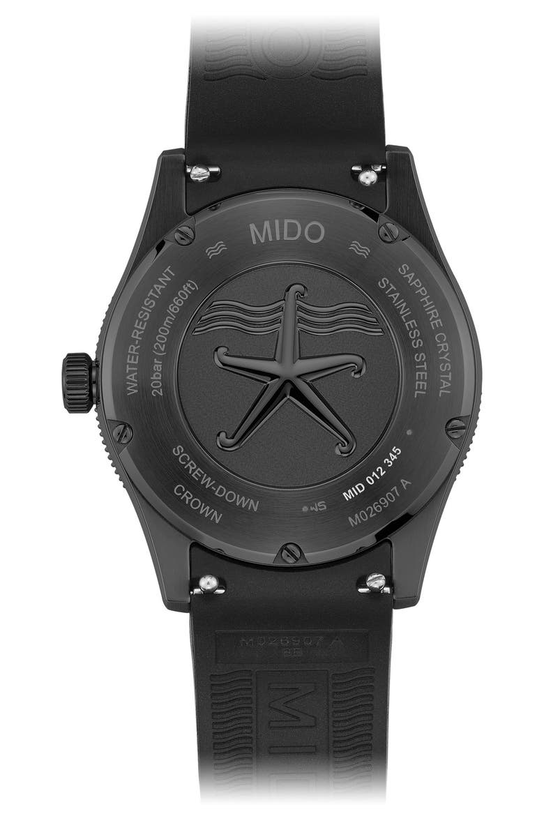 Ocean Star Automatic Rubber Strap Watch, 39mm, Alternate, color, BLACK