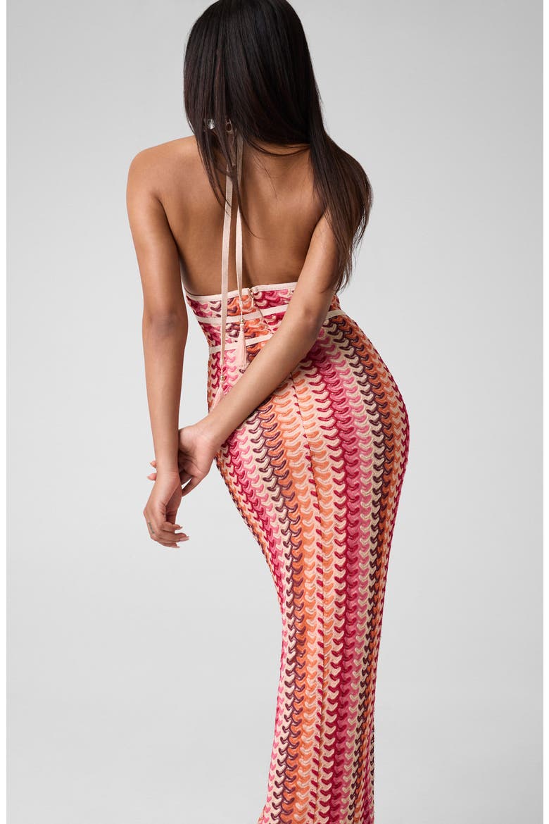 Fearne Knit Halter Dress, Alternate, color, RED ORANGE