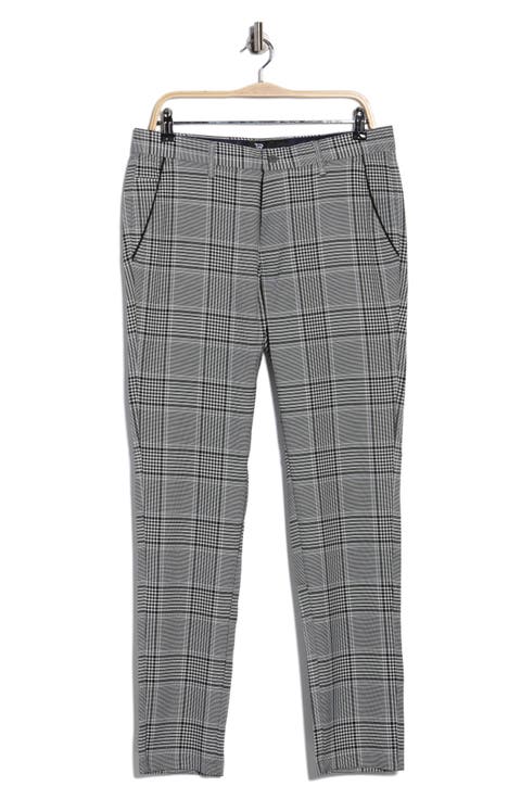 Slim Fit Flat Front Plaid Dress Pants