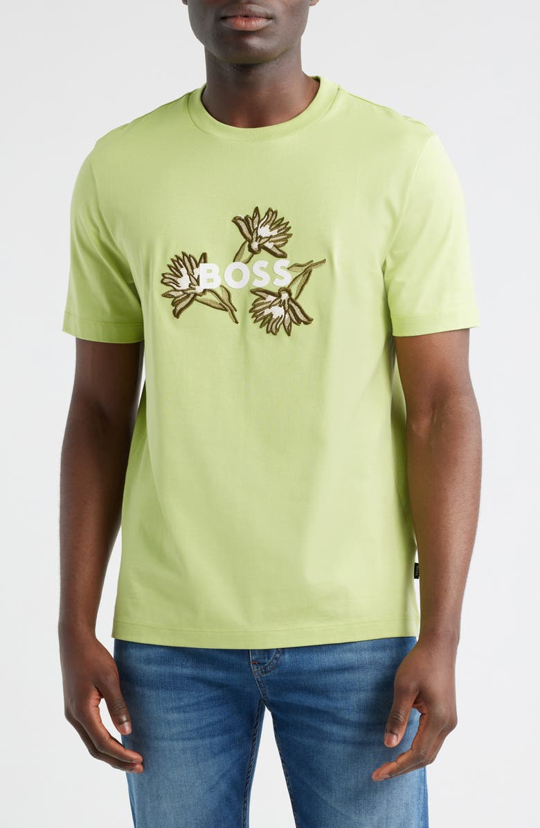 BOSS Thompson Floral Logo Cotton Graphic T-Shirt, Main, color,