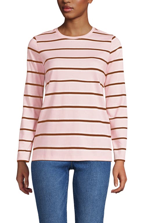 Lands' End Relaxed Supima Cotton Long Sleeve Crew Neck T-shirt In Pink