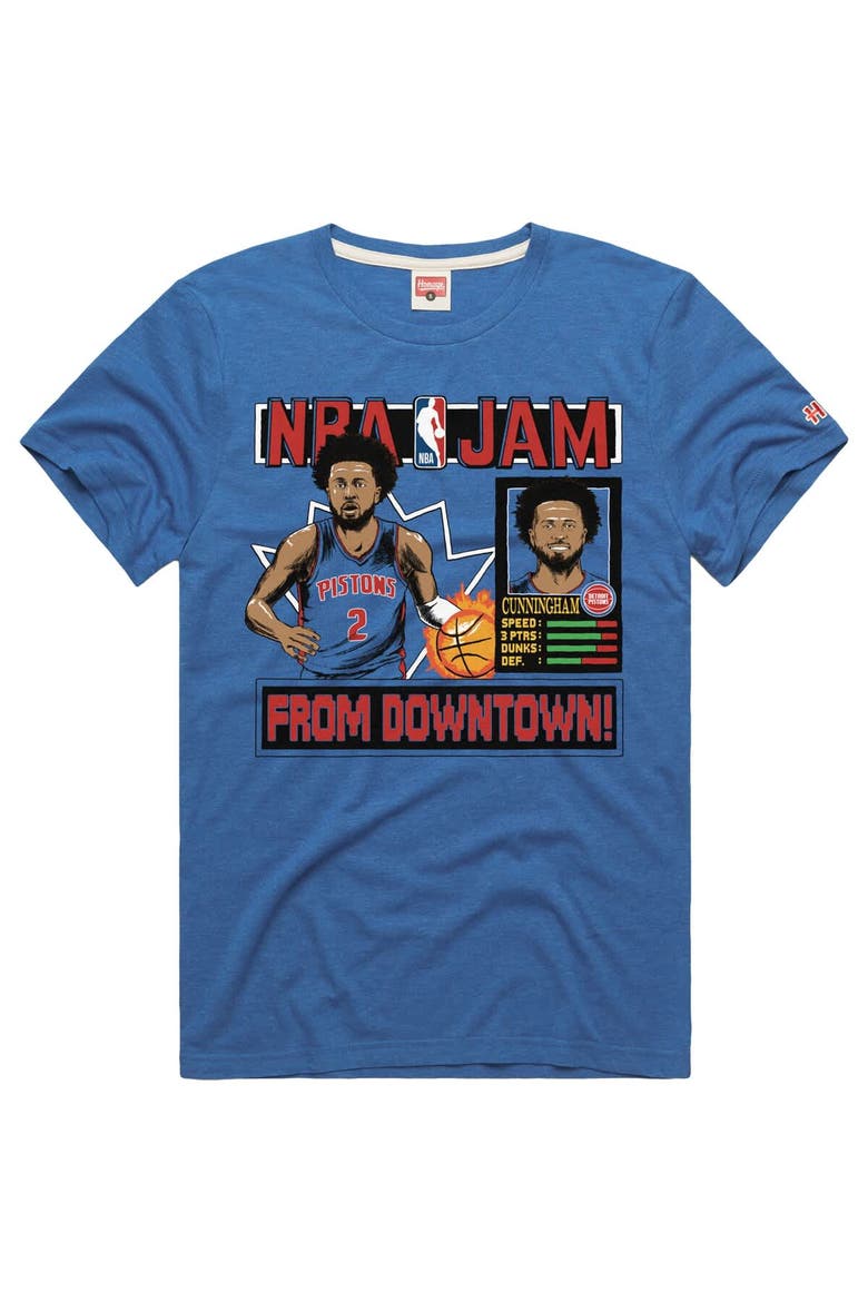 Unisex Homage Cade Cunningham Blue Detroit Pistons NBA Jam Tri-Blend T-Shirt, Alternate, color, Blue