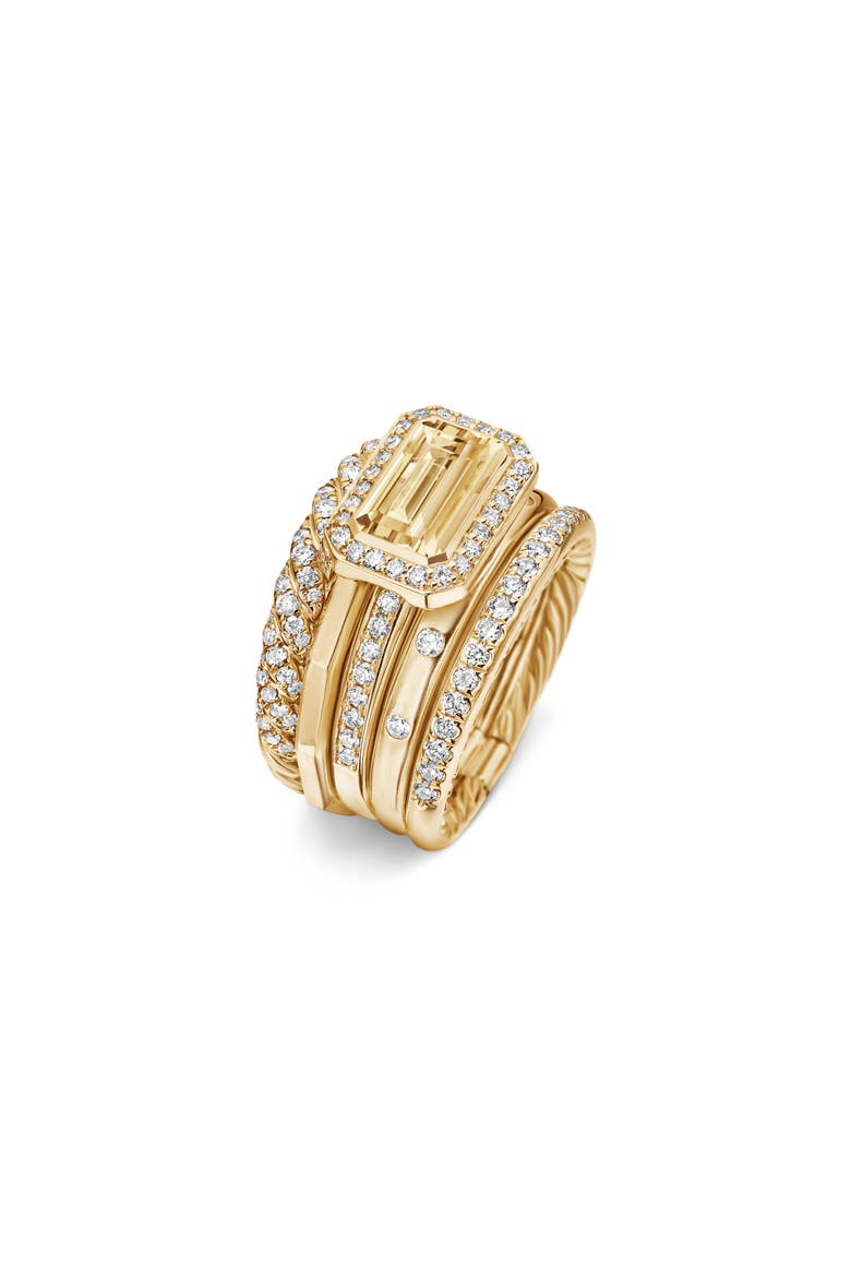 Stax 18k Yellow Gold Statement Ring with Champagne Citrine & Diamonds, Alternate, color, YELLOW GOLD/ CITRINE