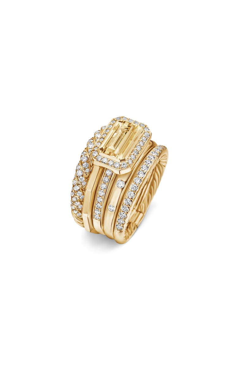 David Yurman Stax 18k Yellow Gold Statement Ring with Champagne Citrine & Diamonds, Alternate, color,