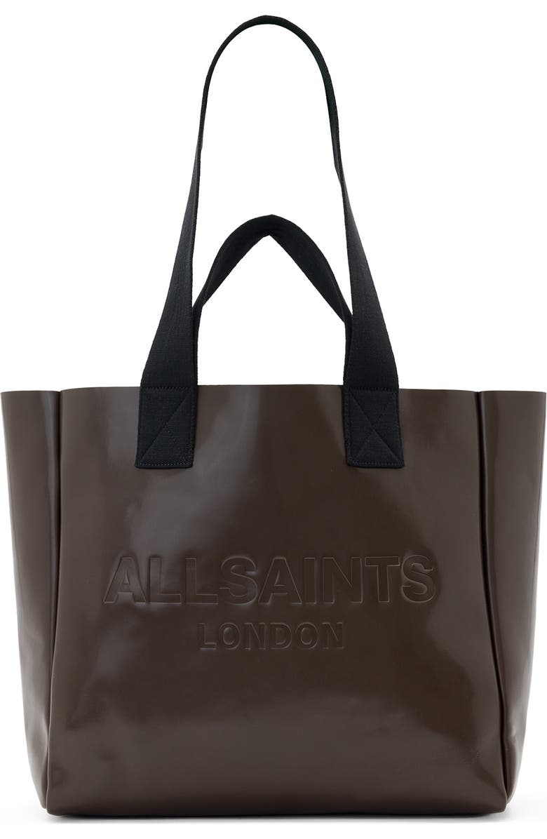 AllSaints Izzy Leather Tote, Main, color, Fango Brown