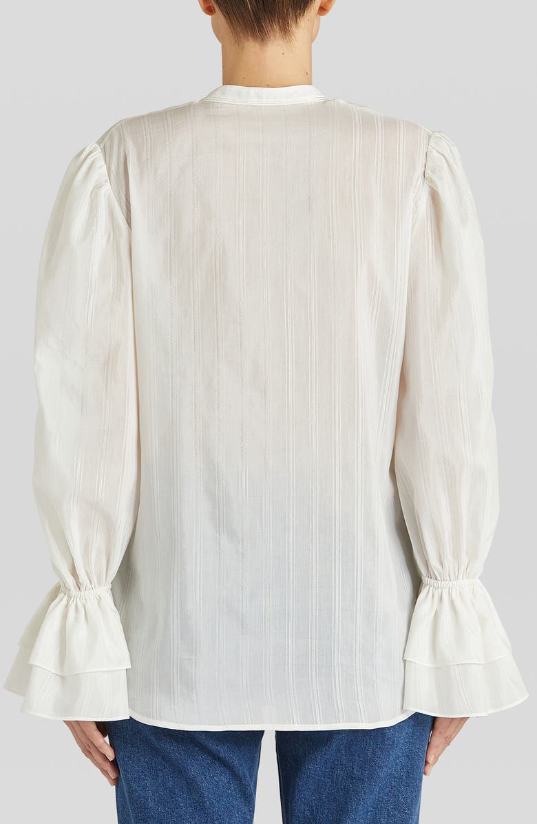 Etro Nashville Ruffle Neck Cotton & Silk Blouse, Alternate, color, 