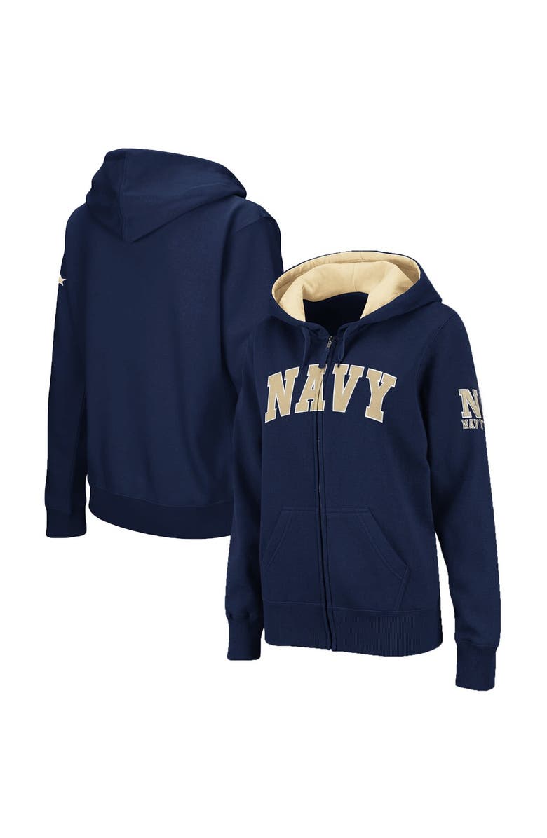 COLOSSEUM Women's Navy Navy Midshipmen Arched Name Full-Zip Hoodie, Main, color, Navy