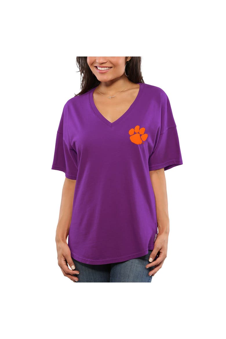 Women's Purple Clemson Tigers Spirit Jersey Oversized T-Shirt, Alternate, color, Purple