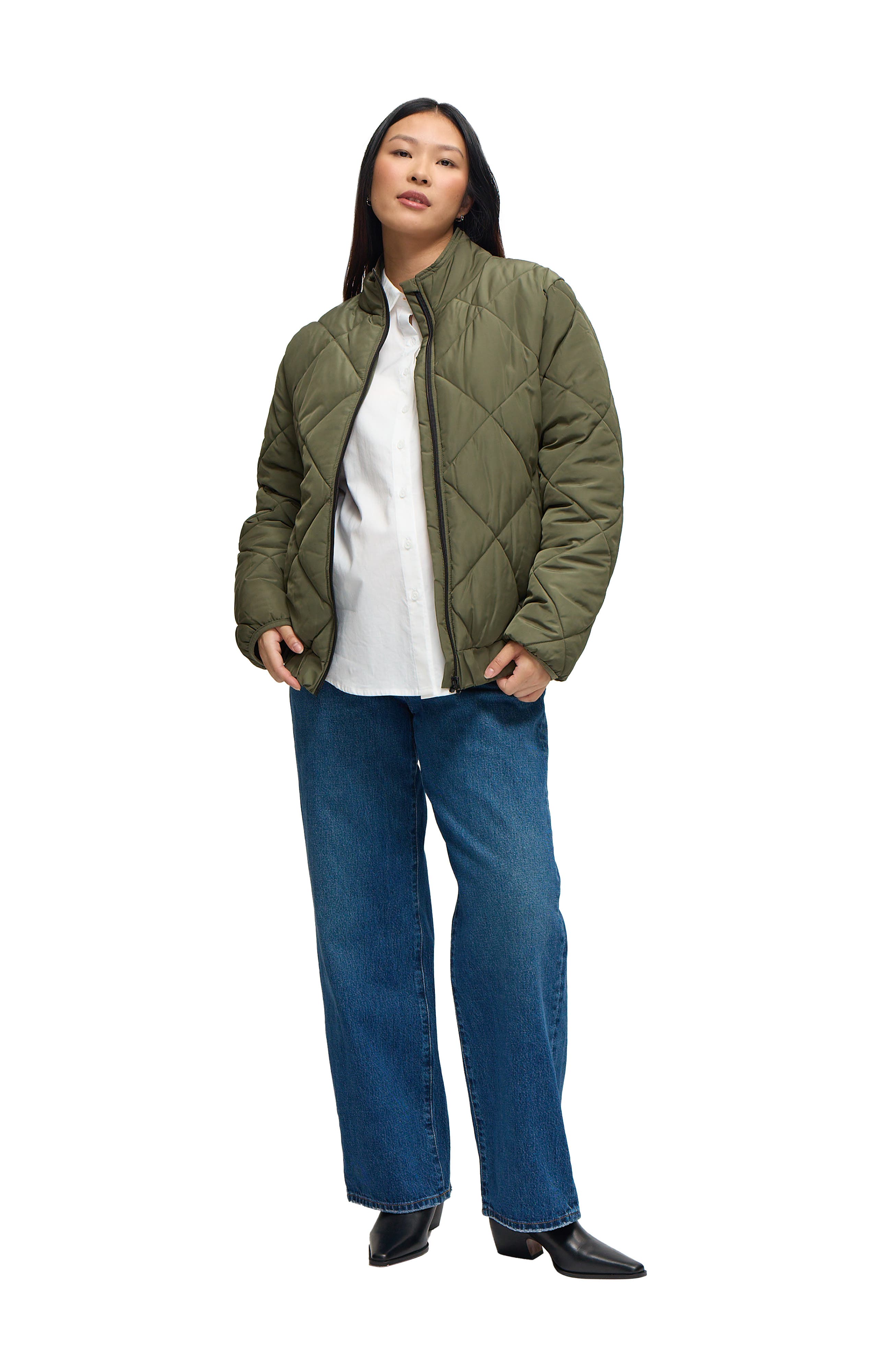 Ingrid & Isabel Expandable Raglan Maternity Puffer Jacket (Women ...