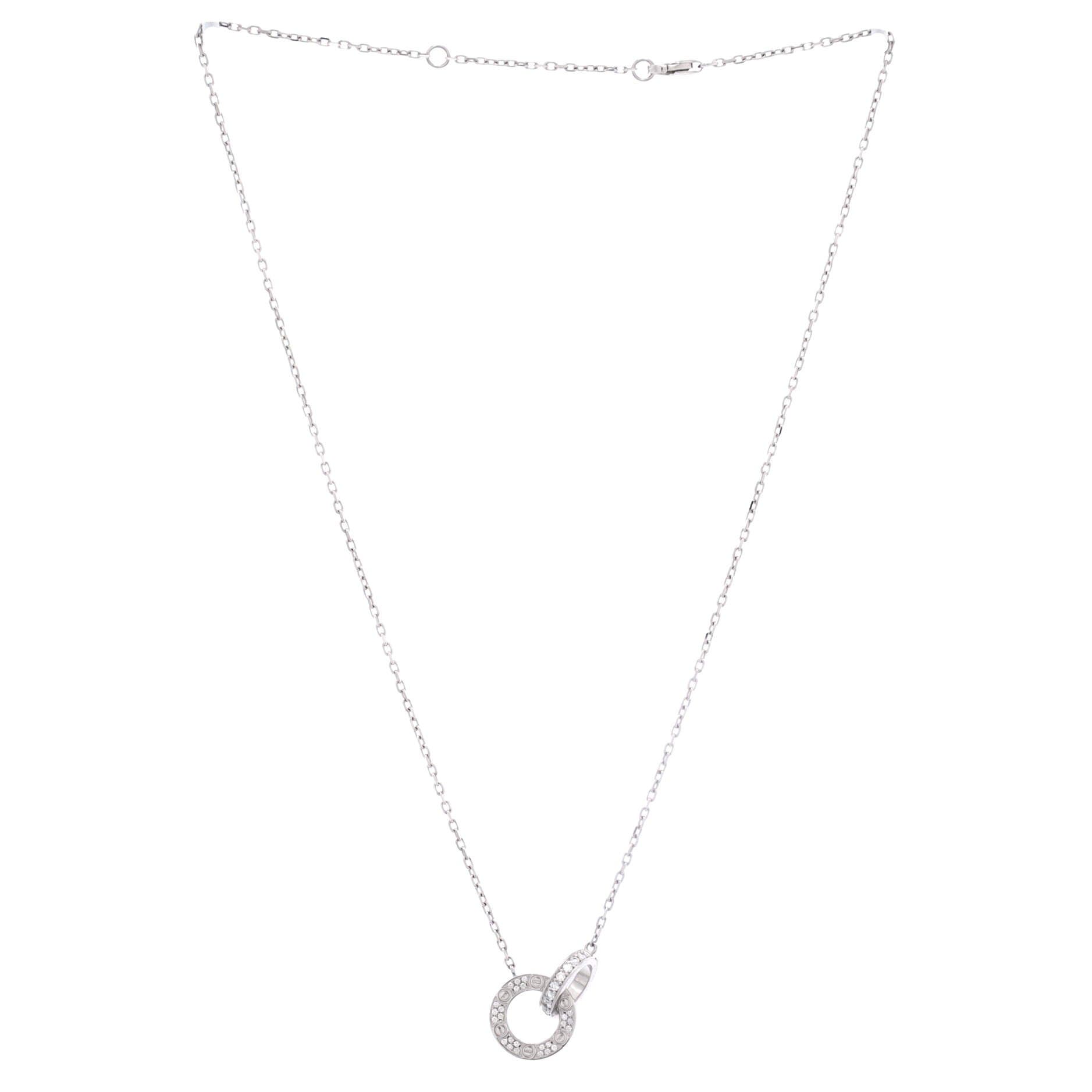 Love Interlocking Pave Necklace 18K White Gold and Diamonds, Alternate, color, Metallic Gold