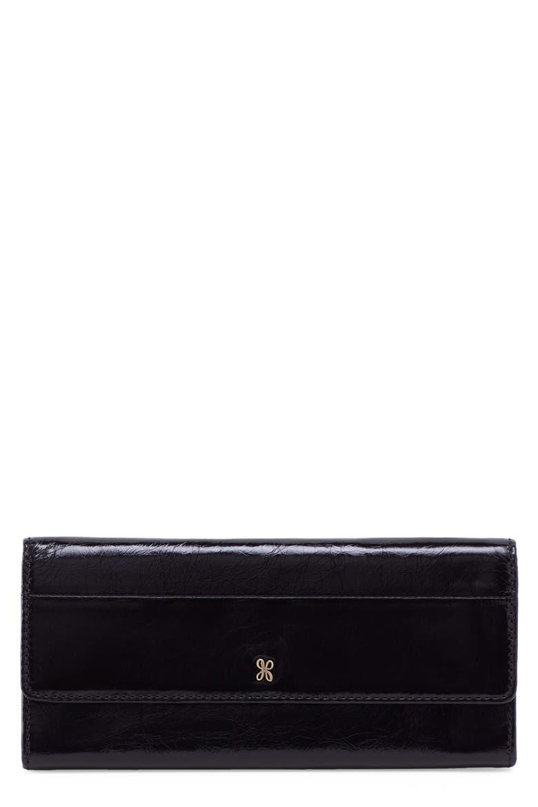 Jill Large Leather Trifold Wallet, Main, color, BLACK