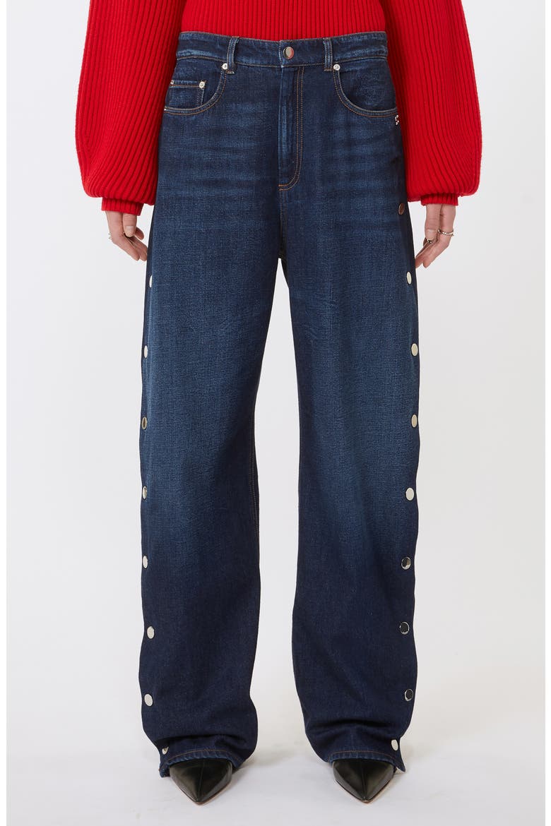 Lichene Side Snap Wide Leg Jeans, Main, color, MIDNIGHT BLUE