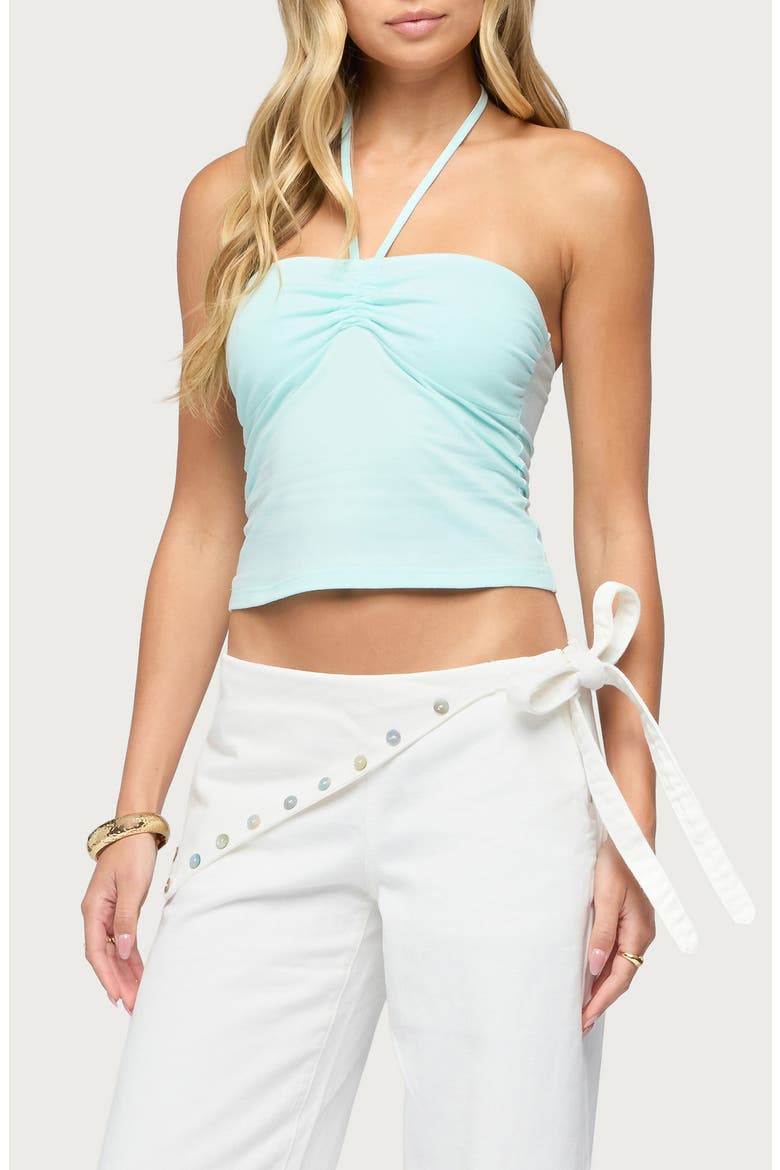 Yolandi Ruched Halter Top, Main, color, AQUA