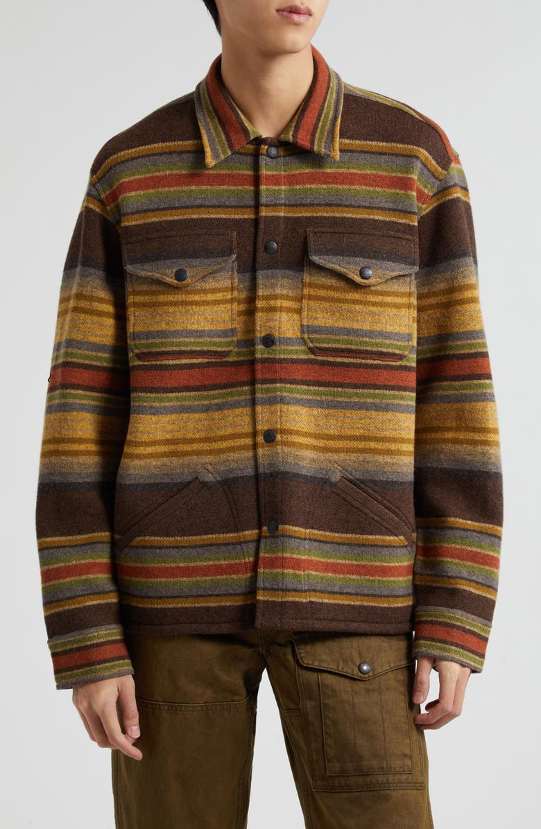 Double RL Stripe Wool Overshirt, Main, color,