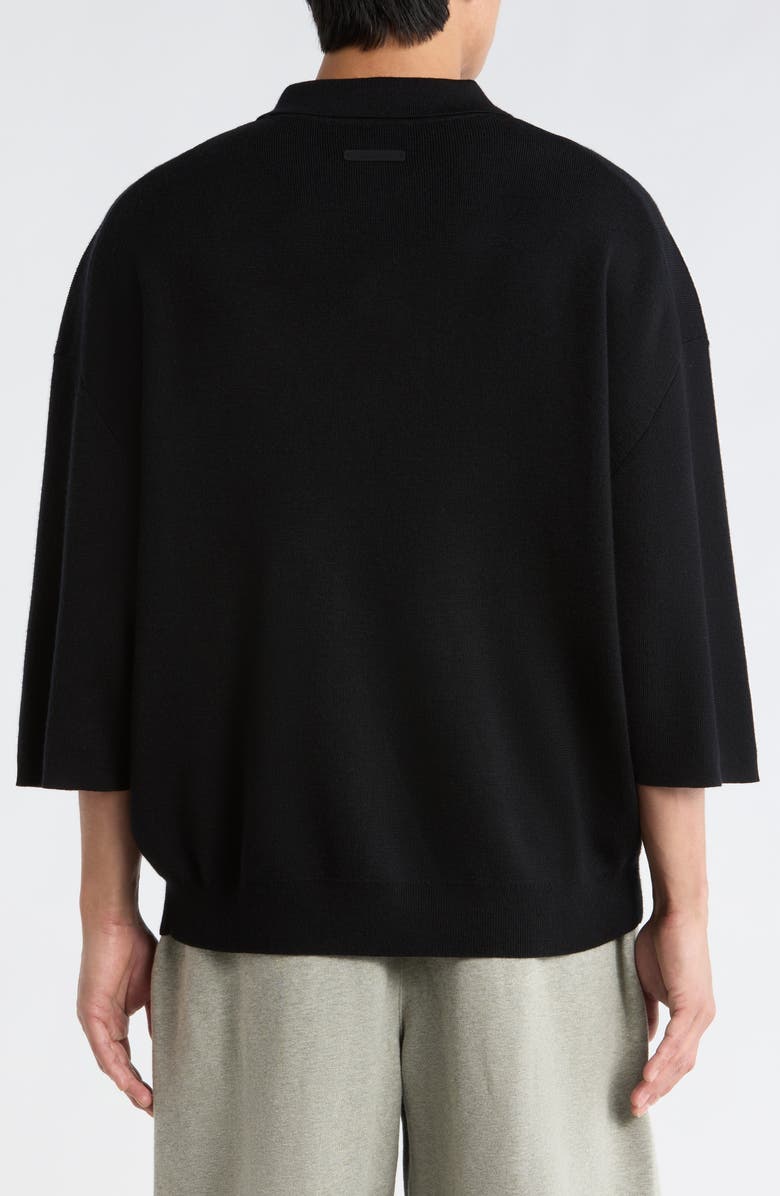 Fear of God Essentials Signature '90s Wool Polo Sweater, Alternate, color, Vintage Black