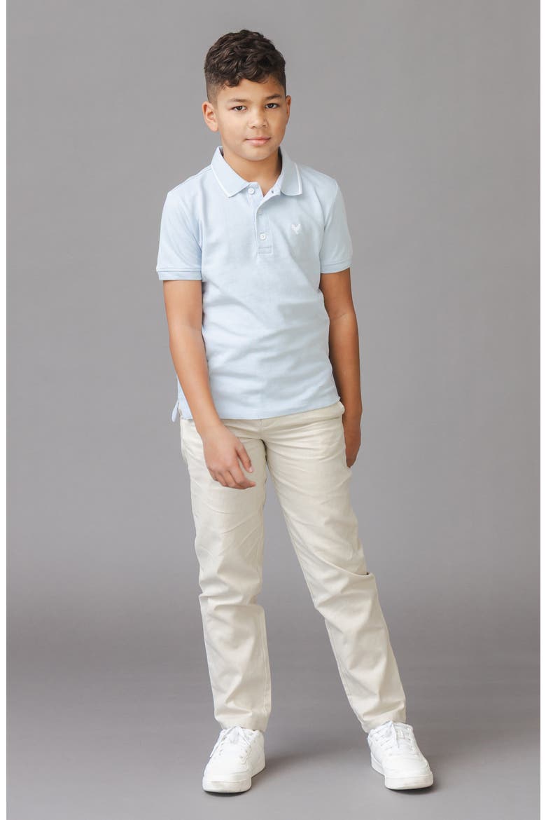 Kids' Organic Short Sleeve Knit Pique Polo Shirt, Alternate, color, Pale Blue