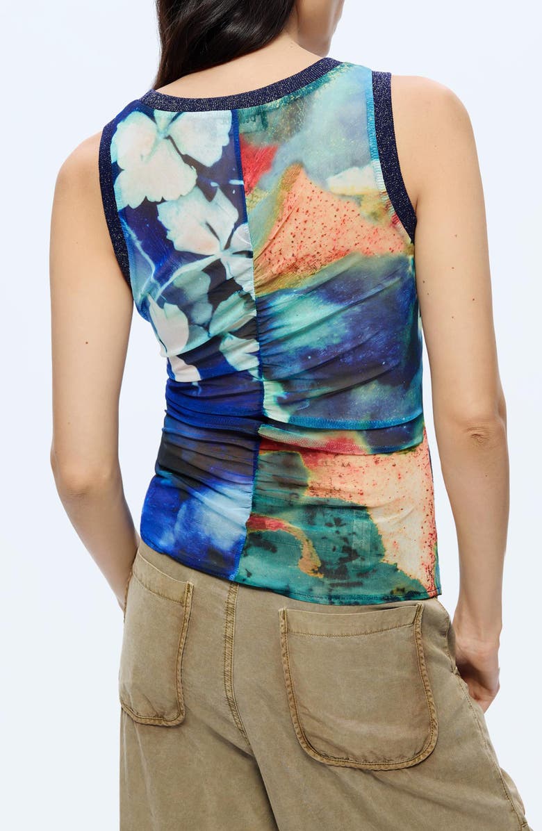 Desigual Textured Sleeveless Top, Alternate, color, Navy Blue