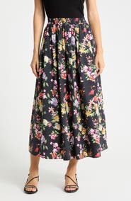 Joie Floral Stretch Cotton Poplin Pull-On Skirt